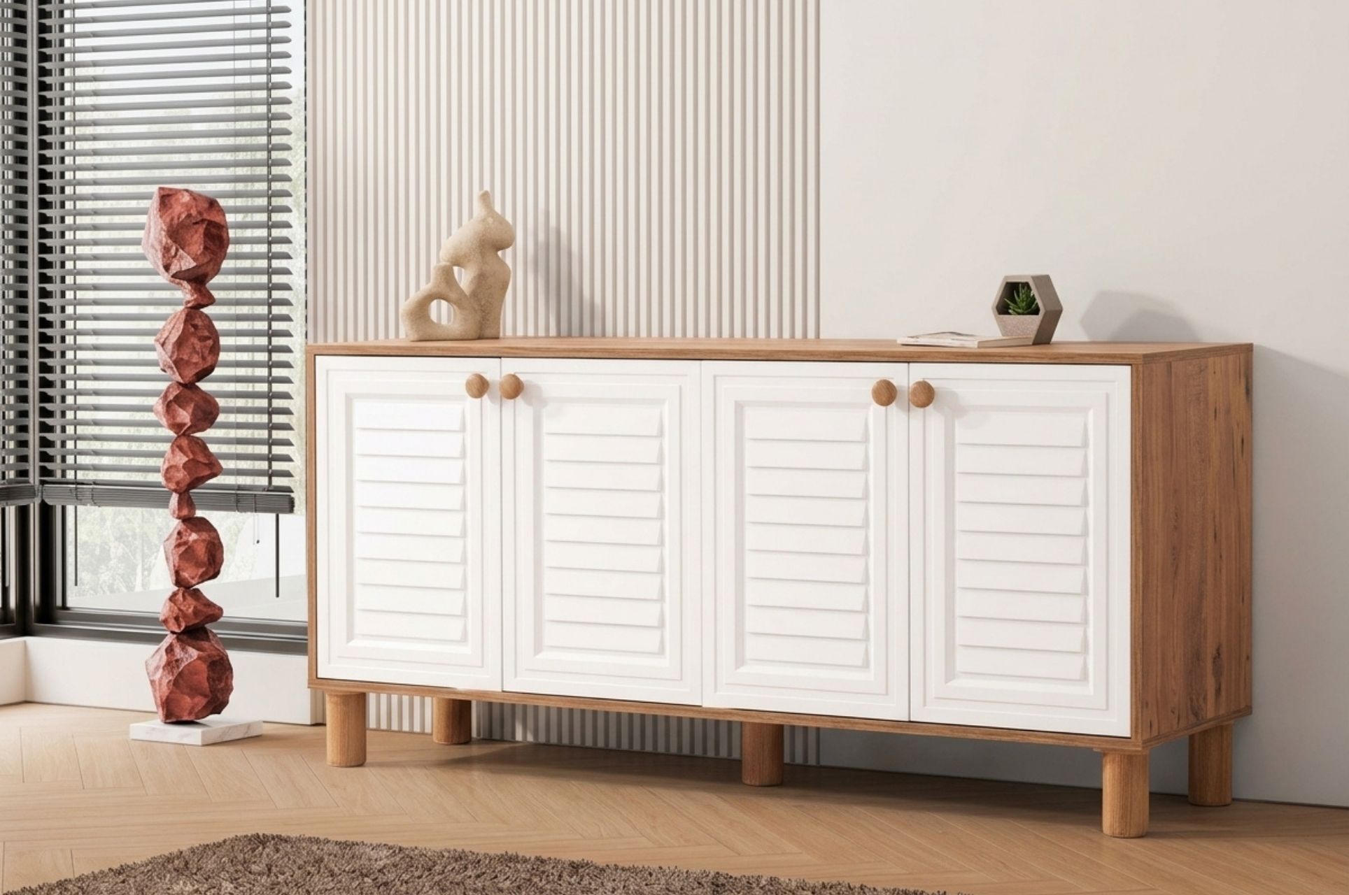 Side Konsol | Modern 4 Kapaklı Yemek Odası Konsolu