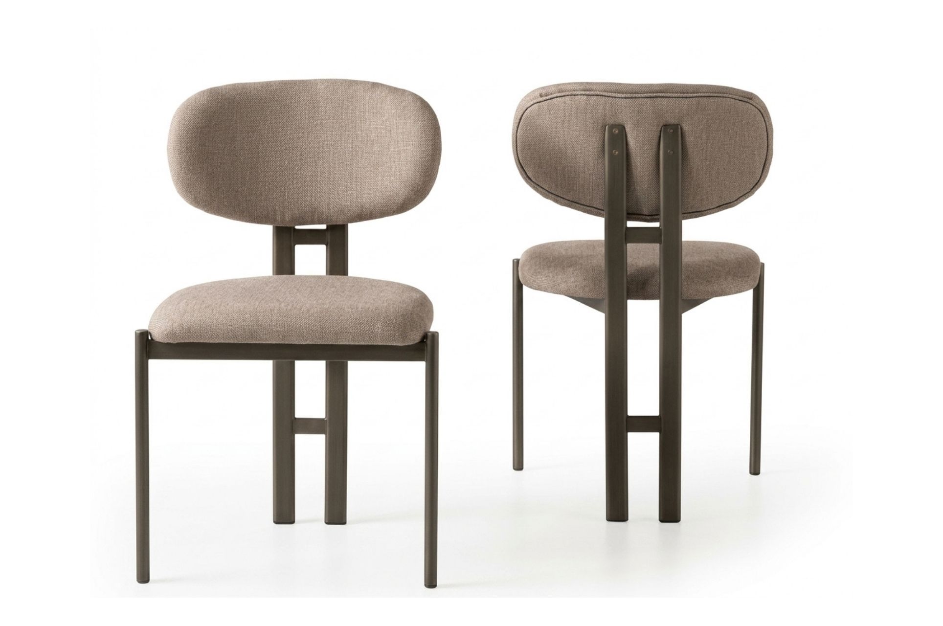Milano Sandalye | Cappuccino Metal İskelet & Vizon Puffy Kumaş